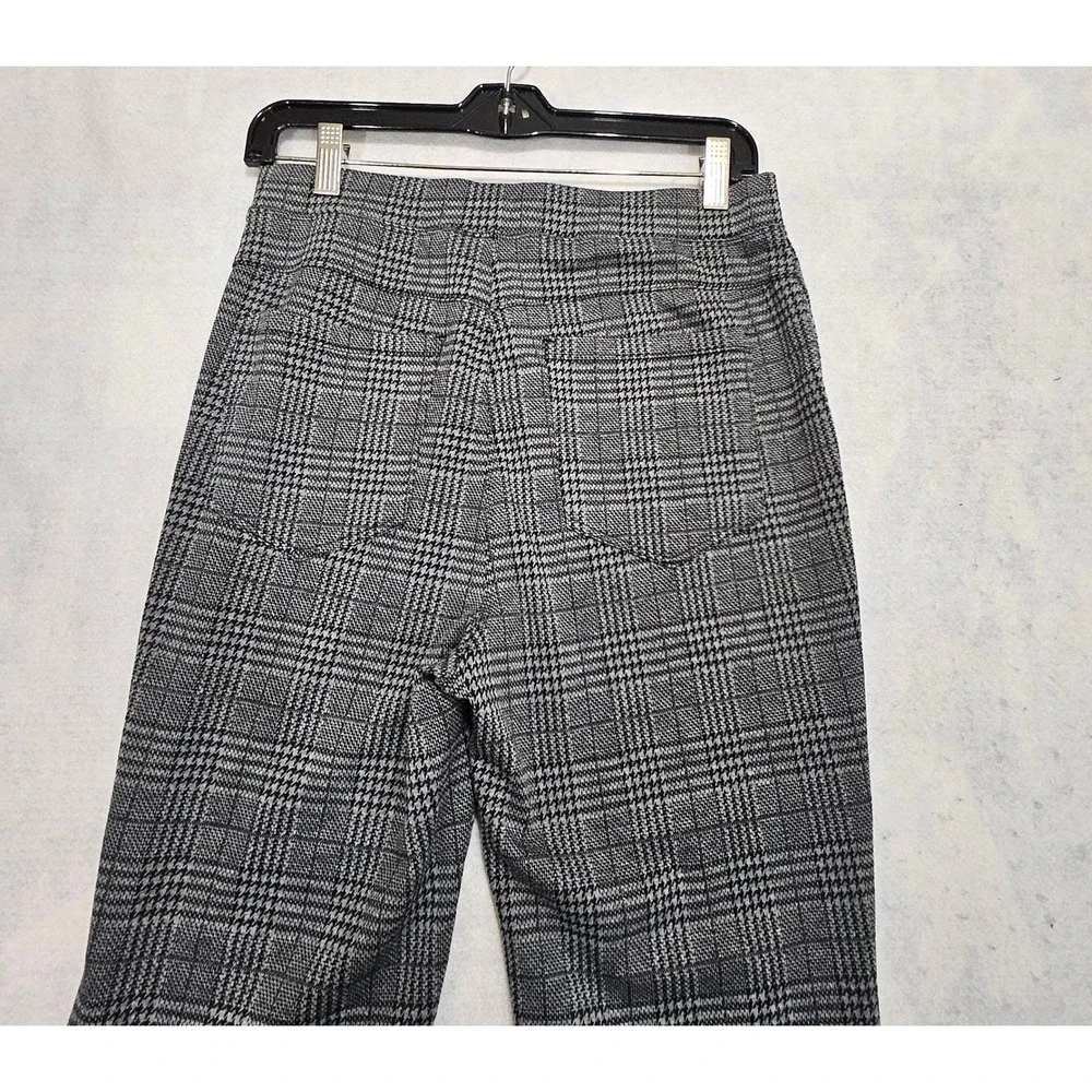 Halara Dress Pants M NEW Work Plex Pull On Grey Skinny Houndstooth Plaid Black